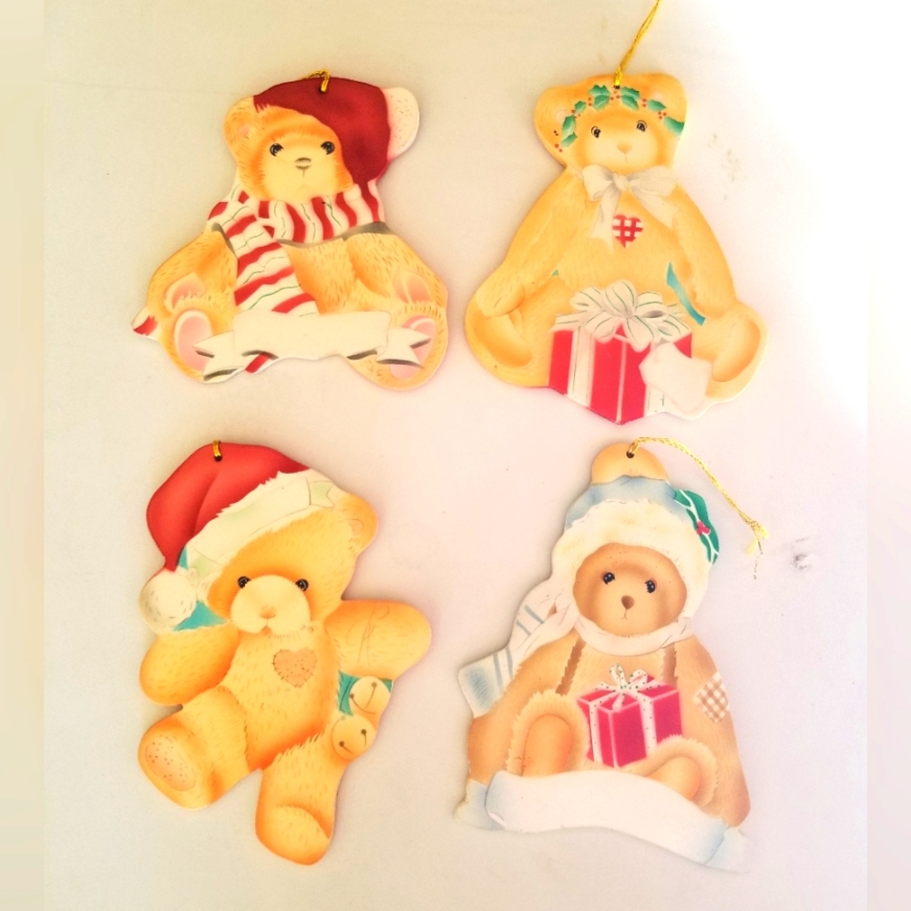 Cherished Teddies wooden ornament lot  of 4